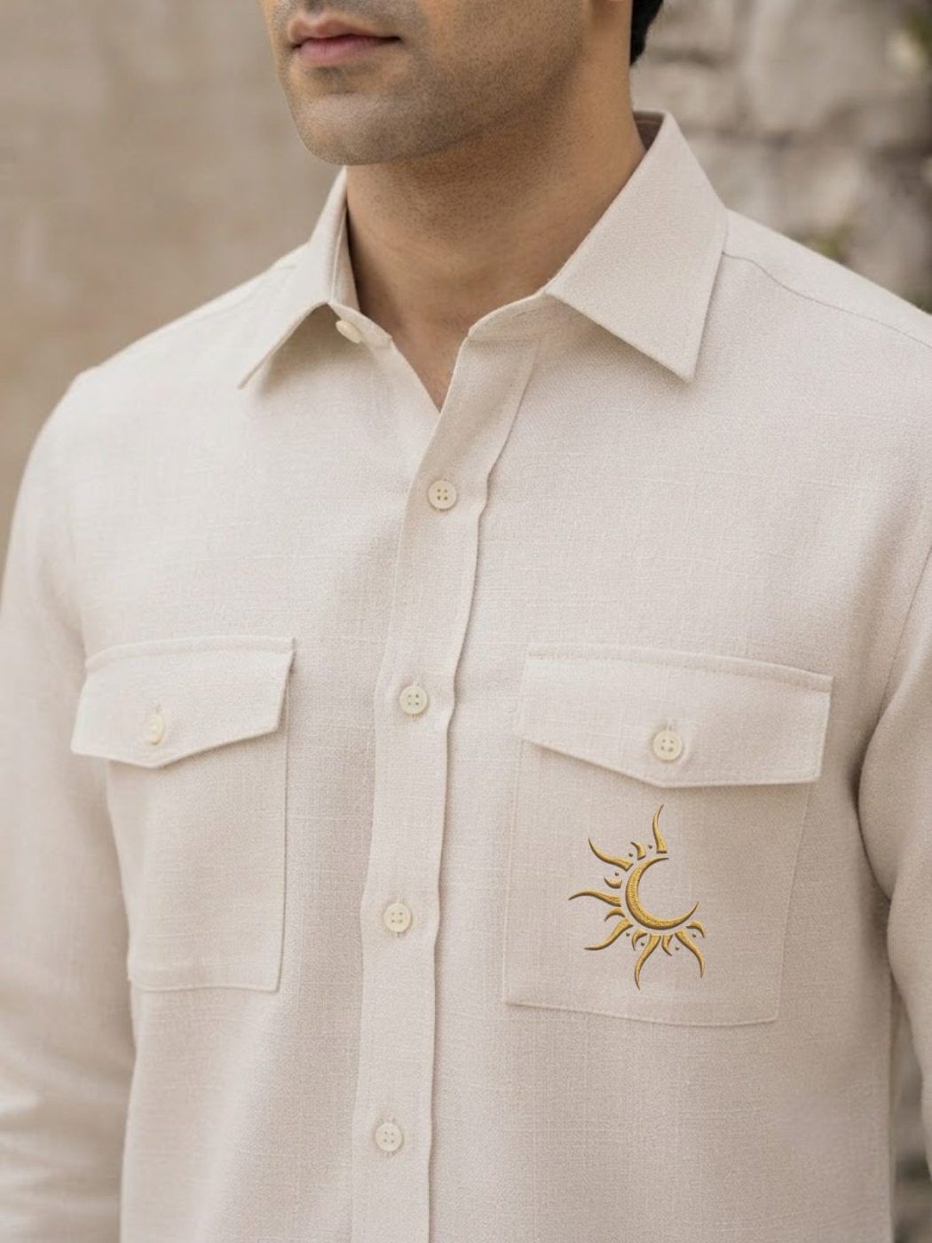Rajputana White Linen Hunter Shirt — view 5