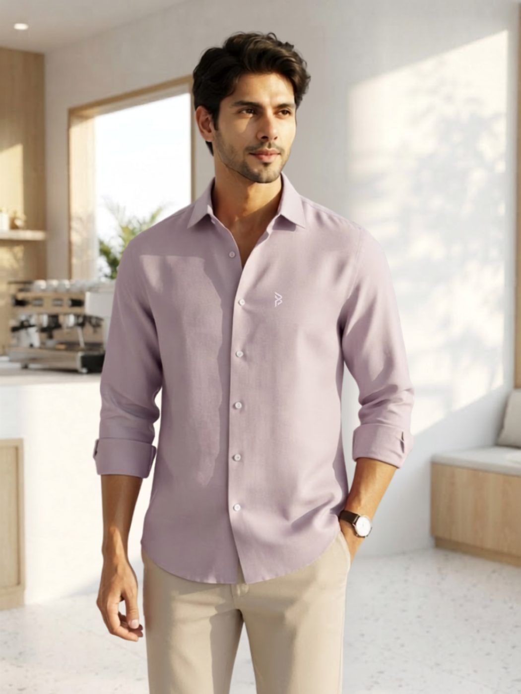 Riviera Lavender Linen-Blend Shirt