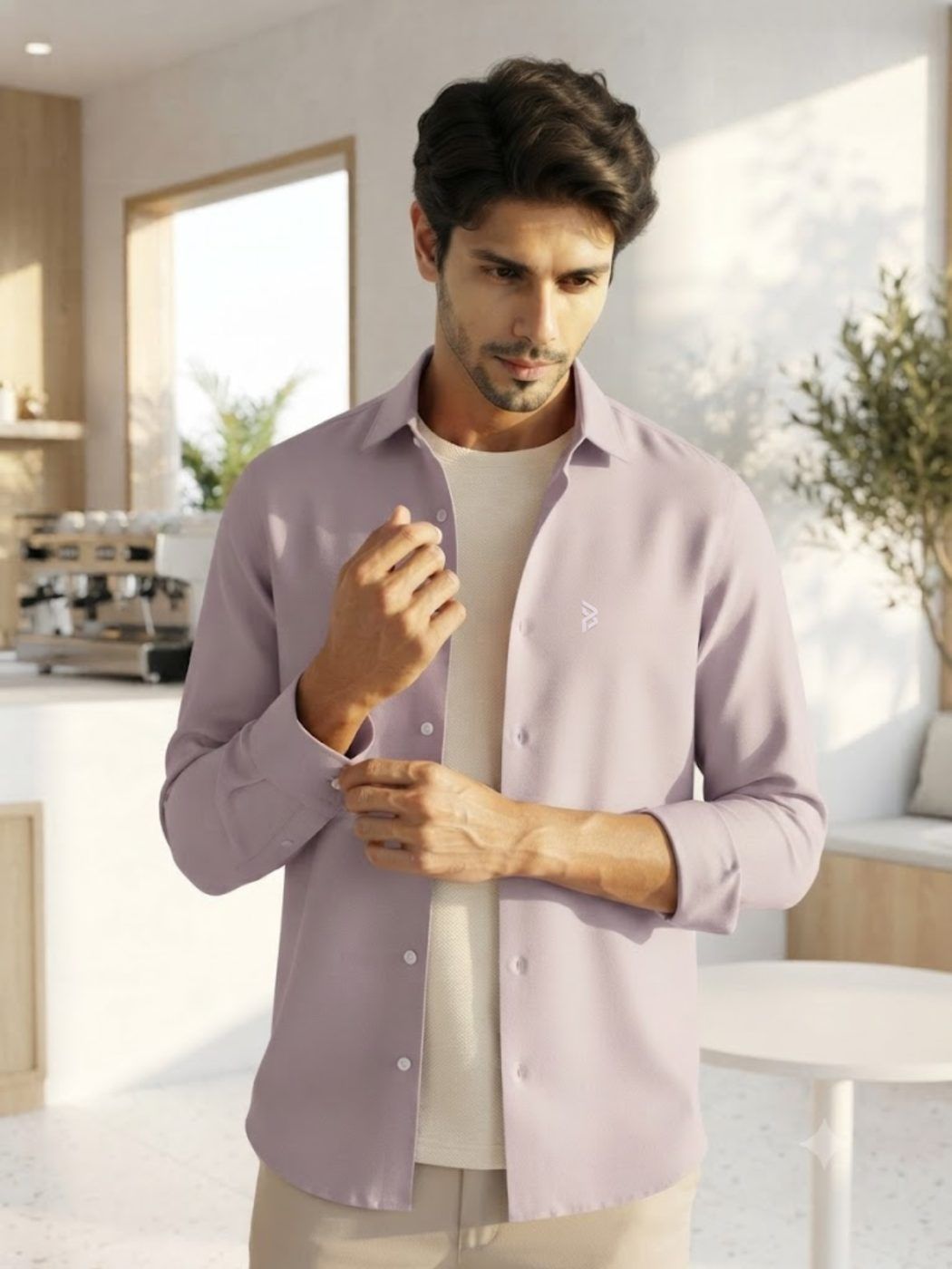 Riviera Lavender Linen-Blend Shirt — view 2