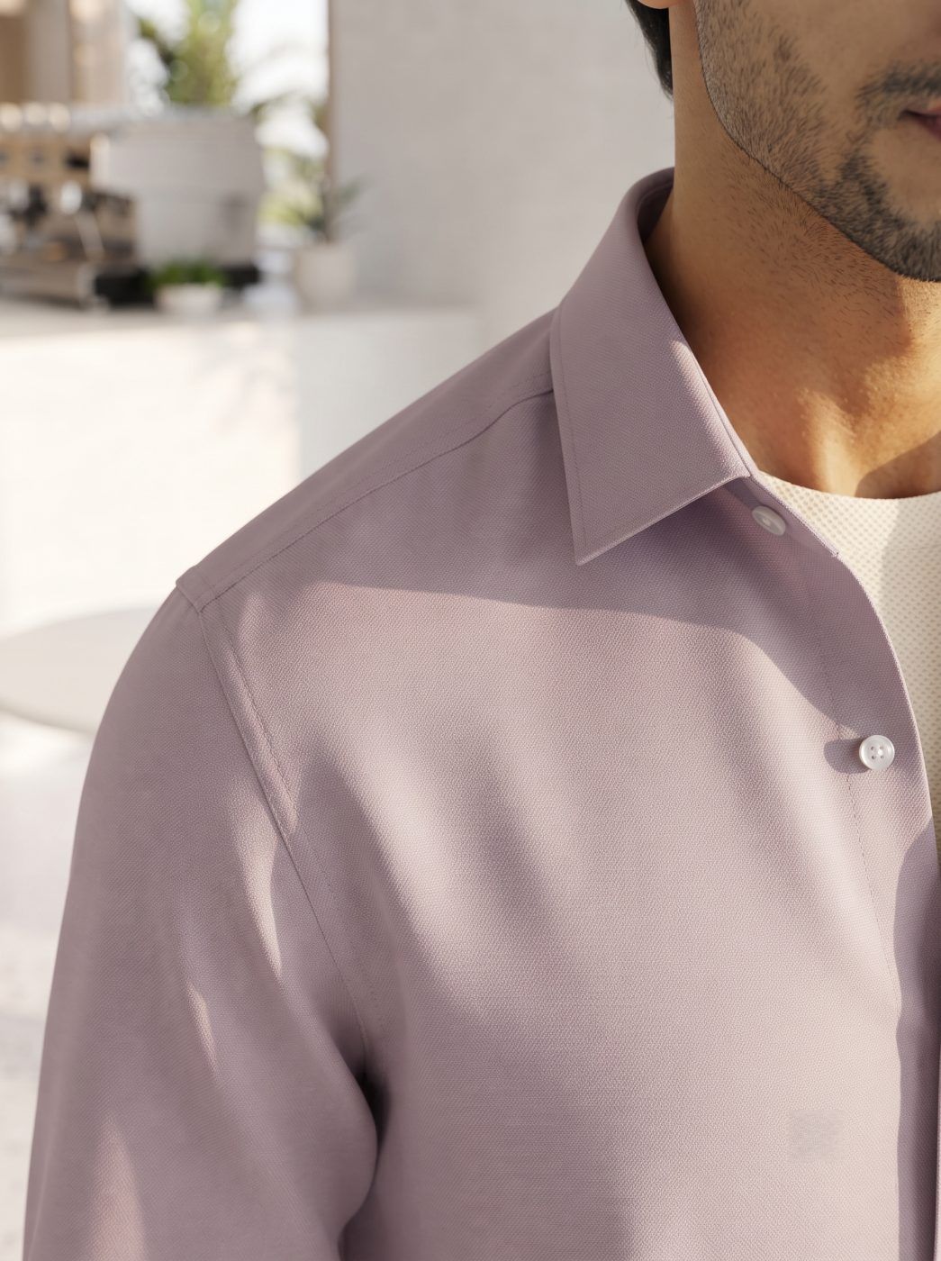 Riviera Lavender Linen-Blend Shirt — view 4