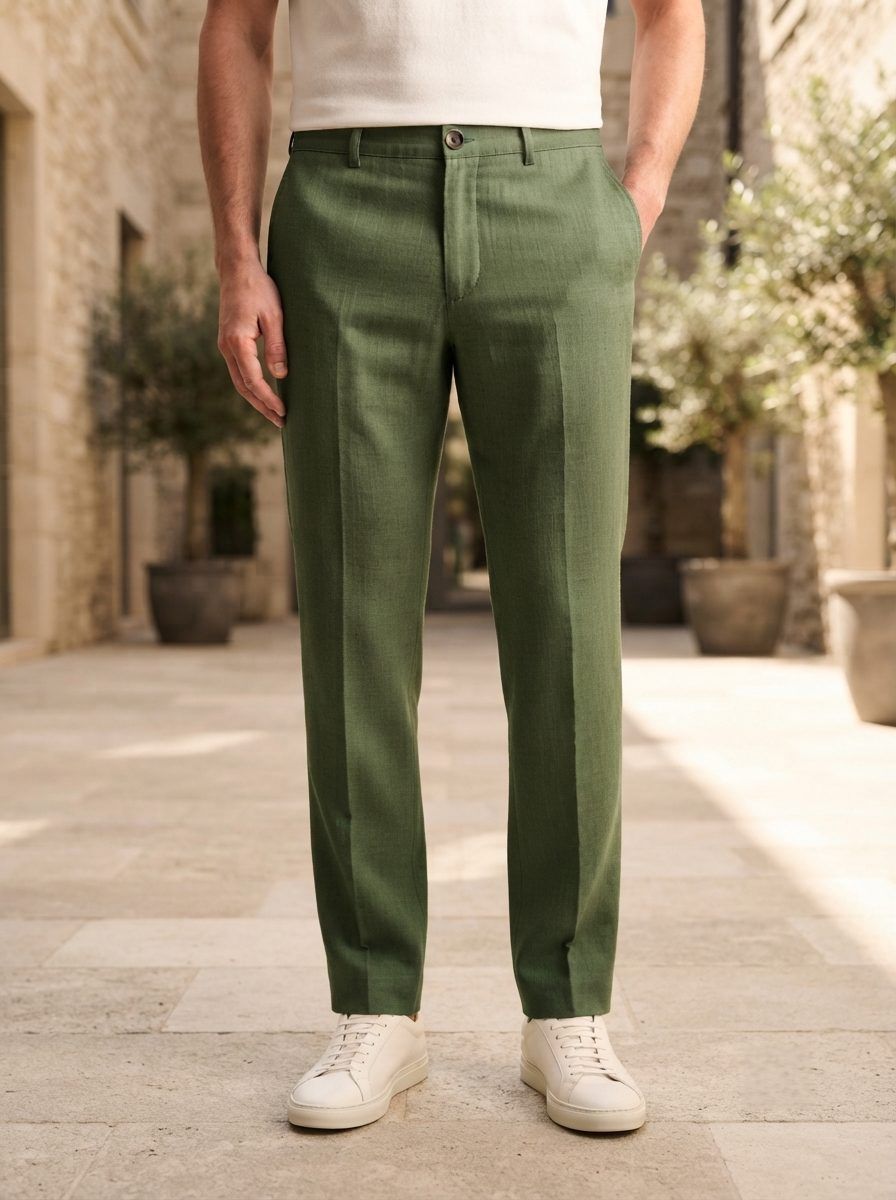 Riviera Linen Trouser, Olive