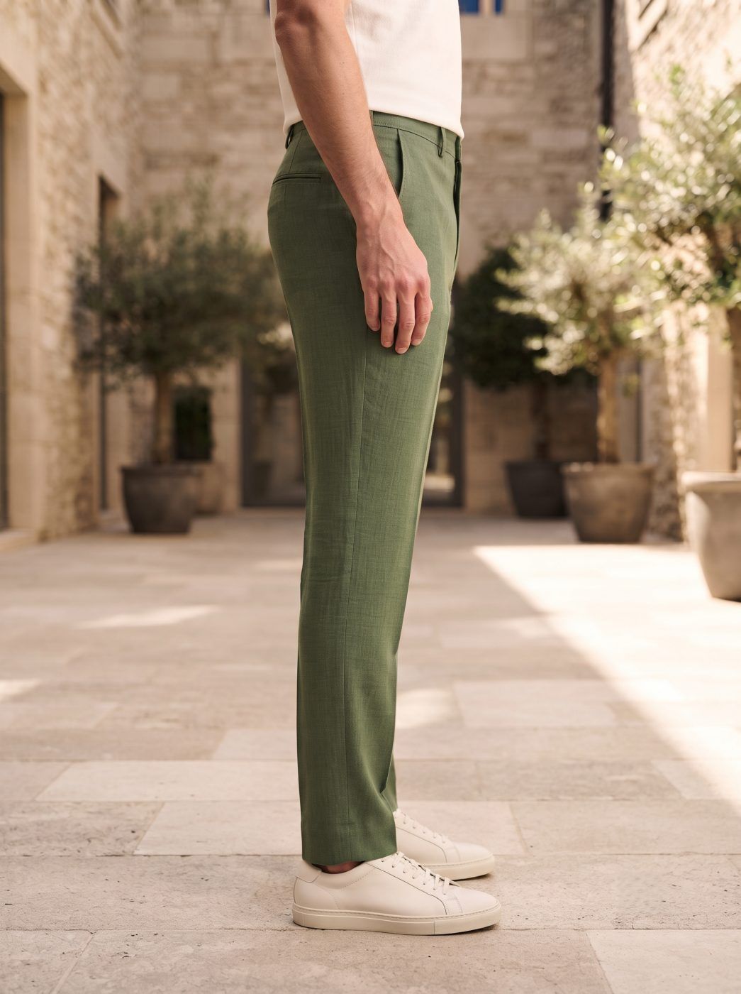 Riviera Linen Trouser, Olive — view 2