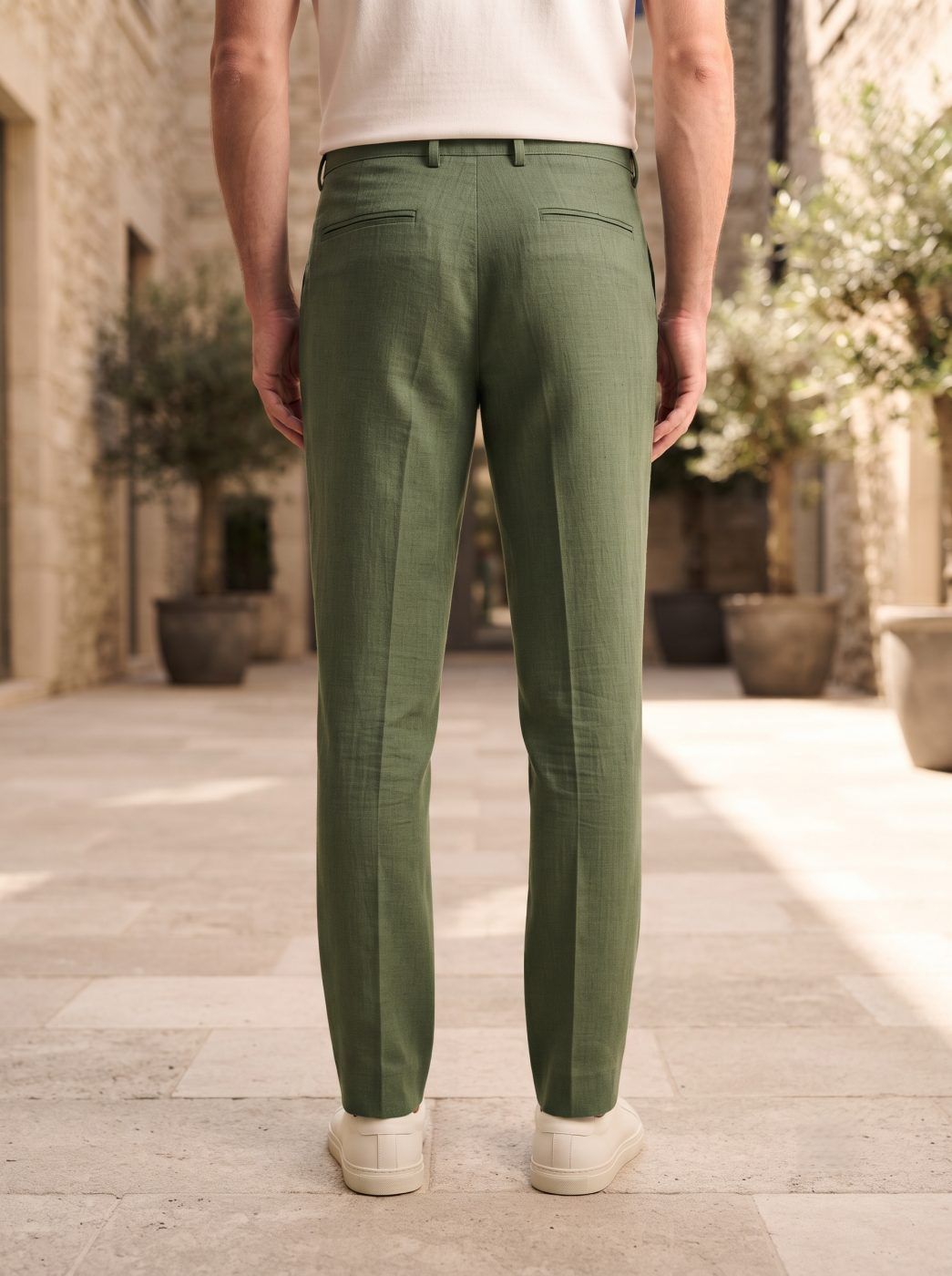 Riviera Linen Trouser, Olive — view 3