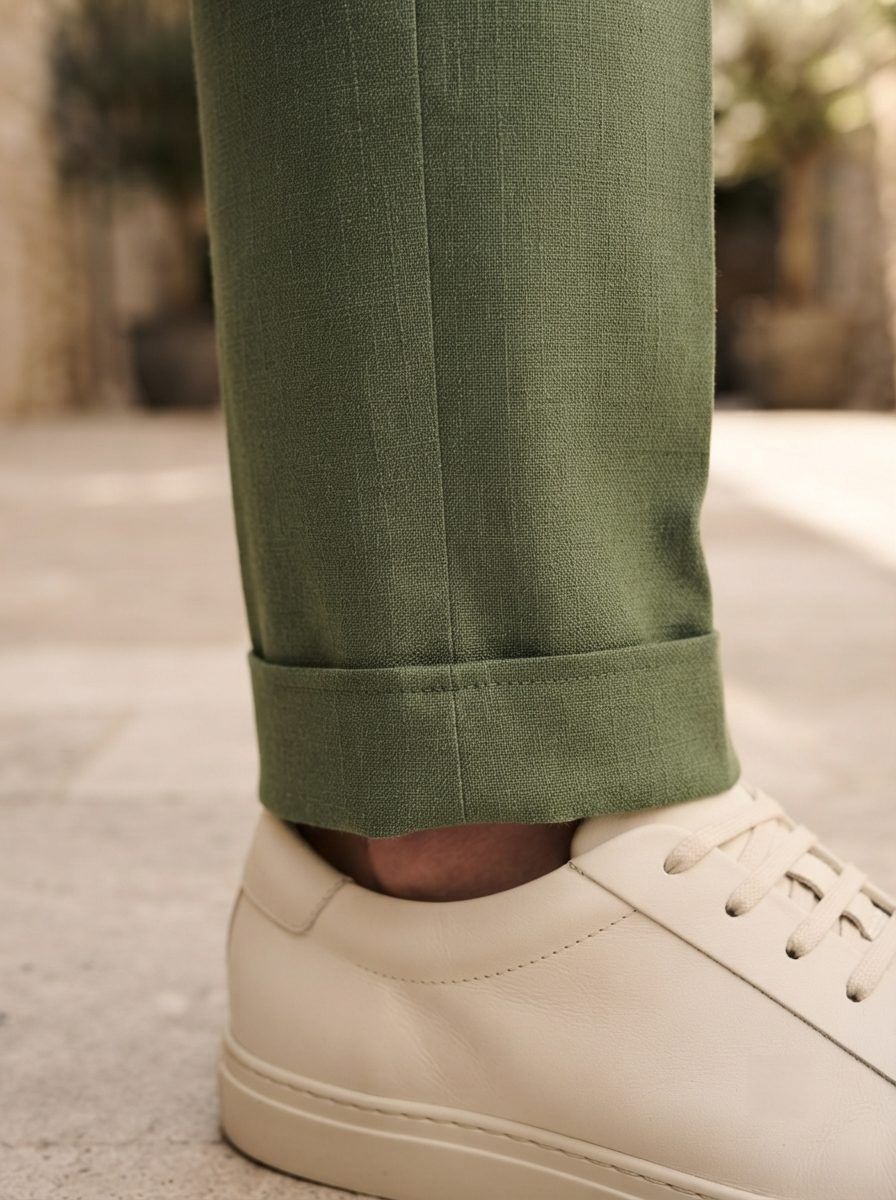 Riviera Linen Trouser, Olive — view 5