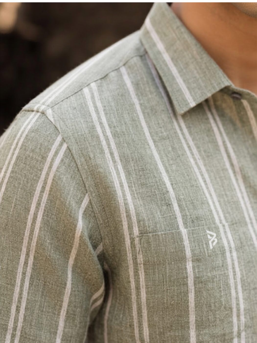 Sage Stripe Linen-Blend Shirt — view 3