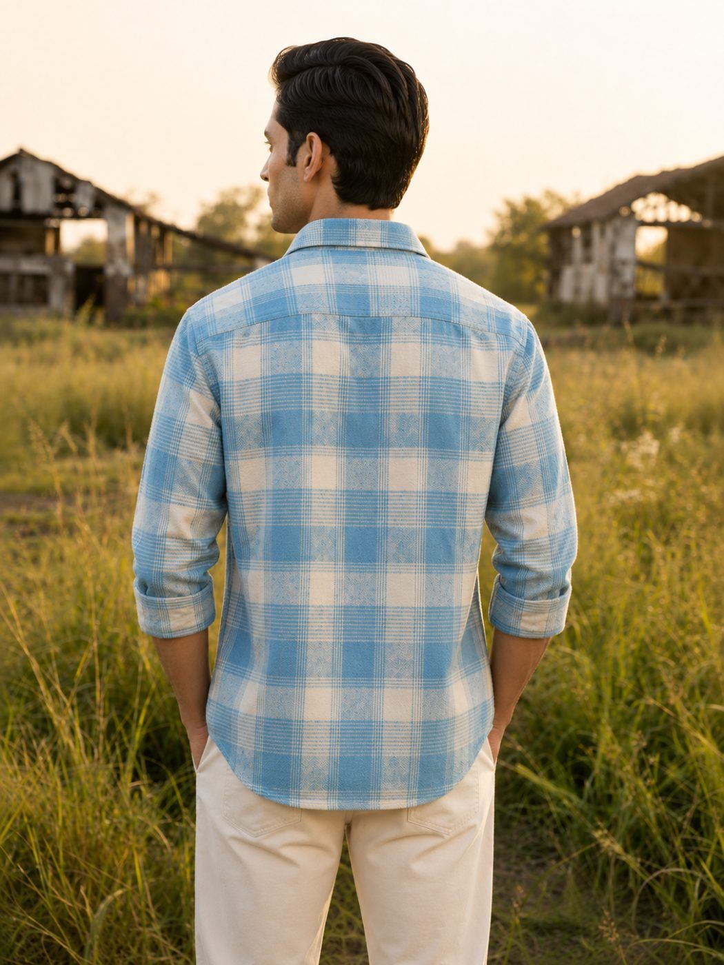 Seaside Blue Check Flannel Shirt — view 4