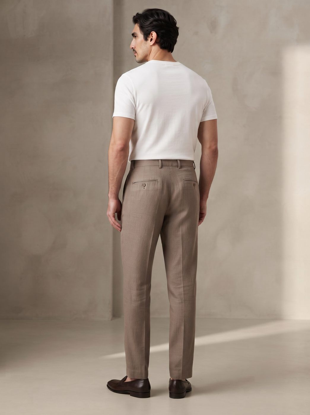 Taupe Pleated Linen Trouser — view 2