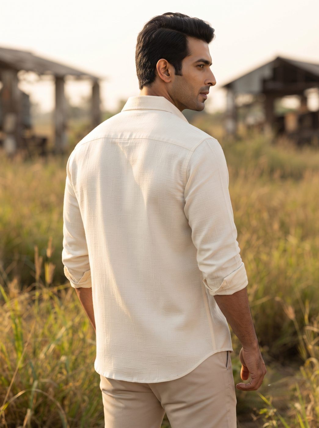 Warm Ivory Pure Linen Shirt — view 3