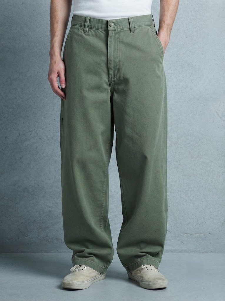 Wide-Leg Chino, Faded Military Green