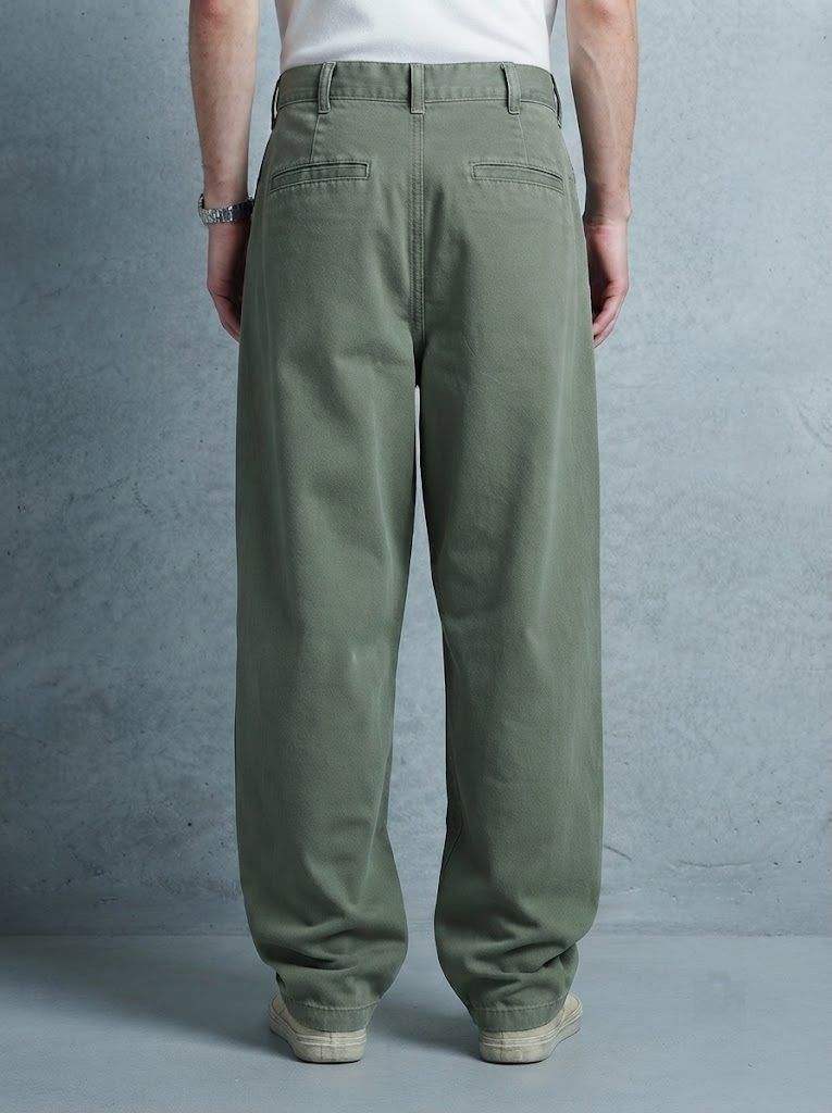 Wide-Leg Chino, Faded Military Green — view 2