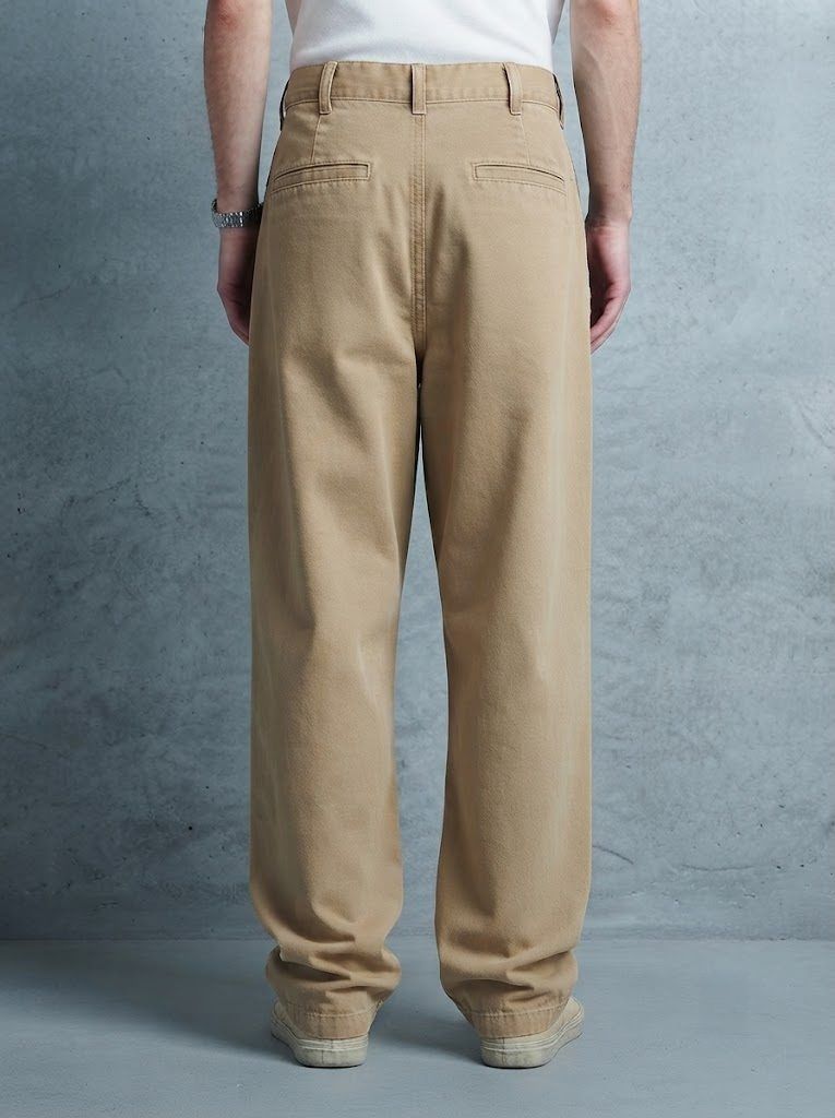 Wide-Leg Chino, Washed Khaki — view 2