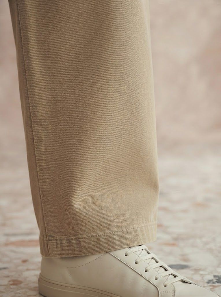 Wide-Leg Chino, Washed Khaki — view 3