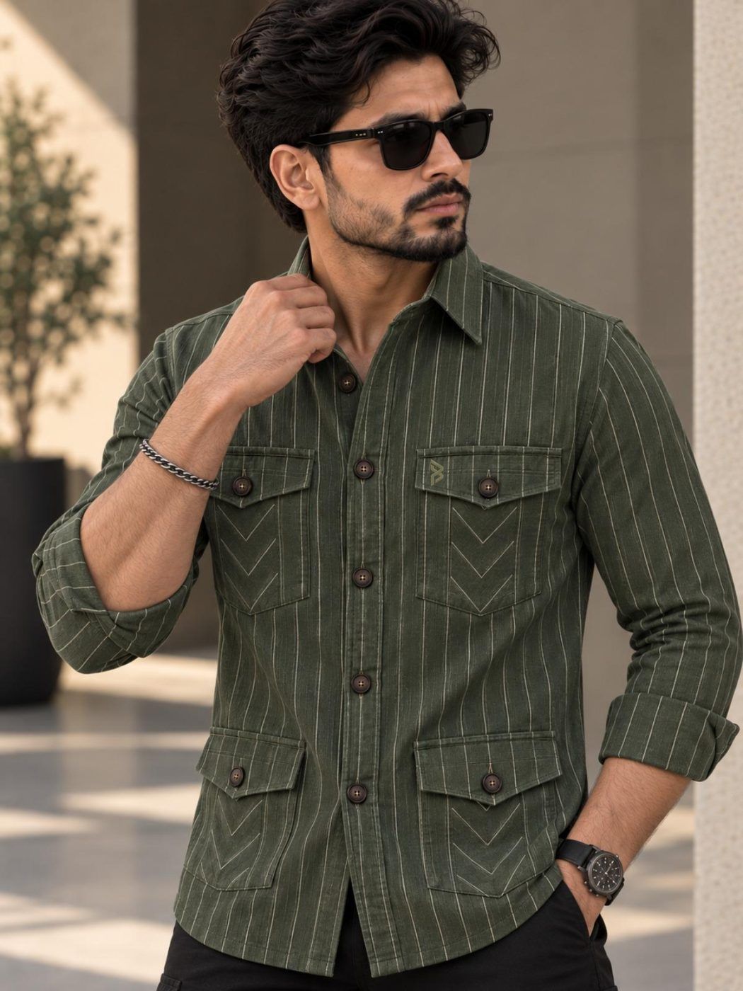 Woodland Pinstripe Hunter Shirt