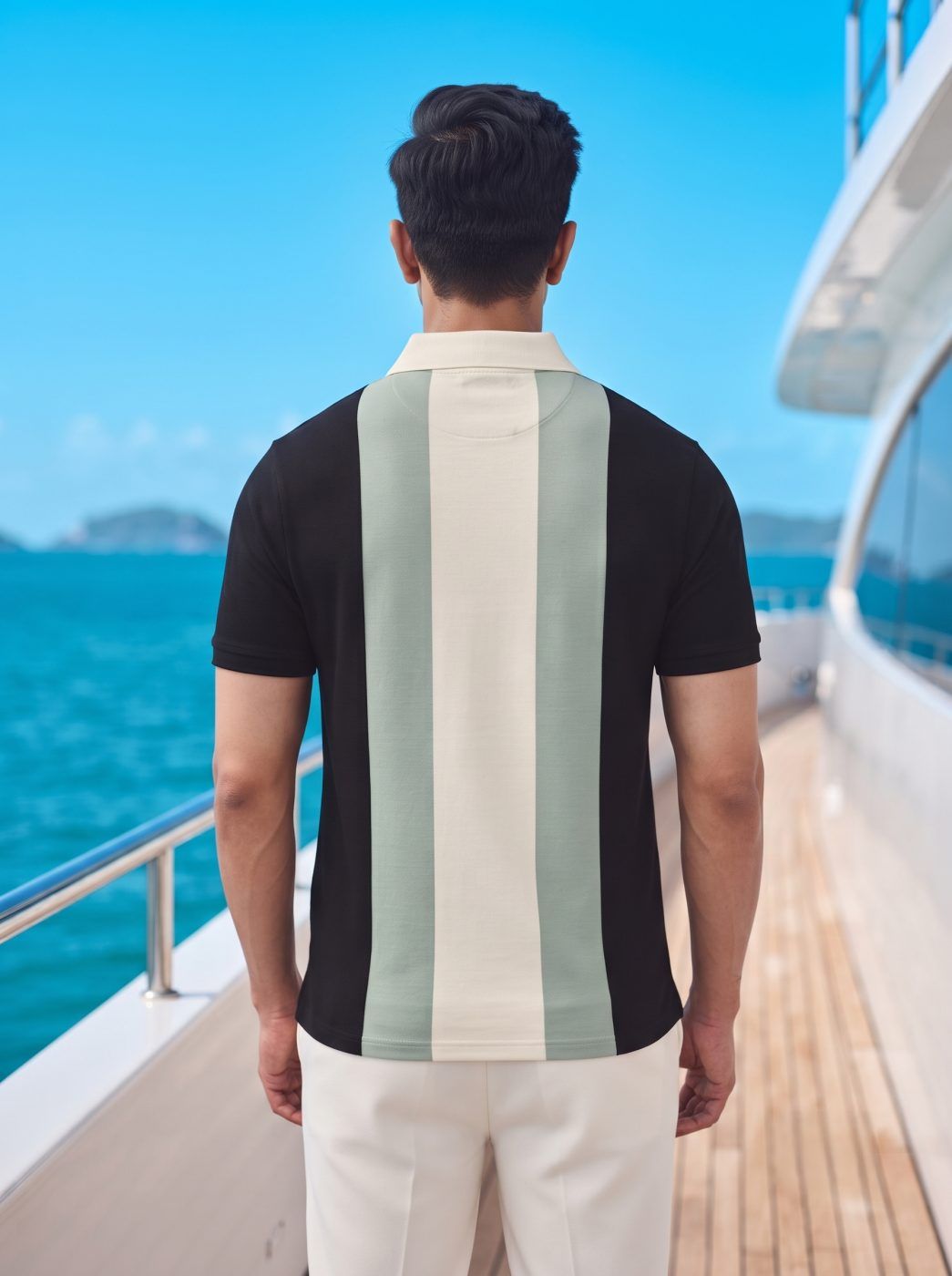 Zip-Placket Colorblock Polo — view 3