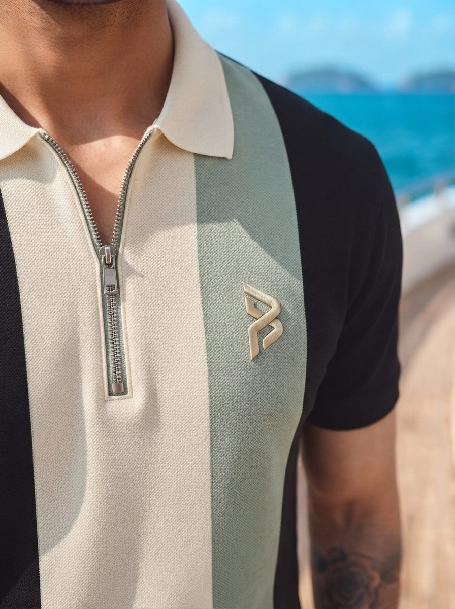 Zip-Placket Colorblock Polo — view 4